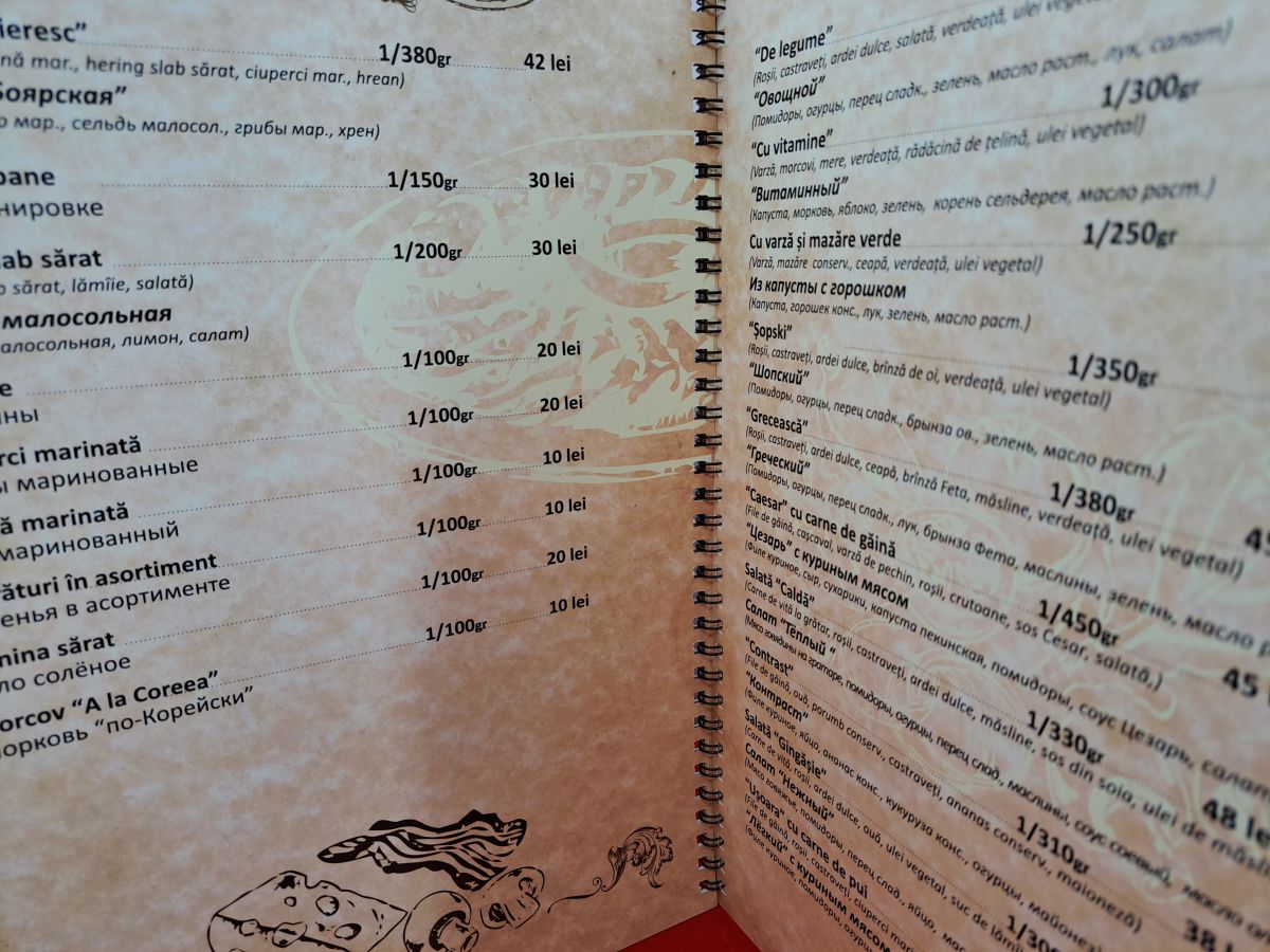 Menu, Placemats