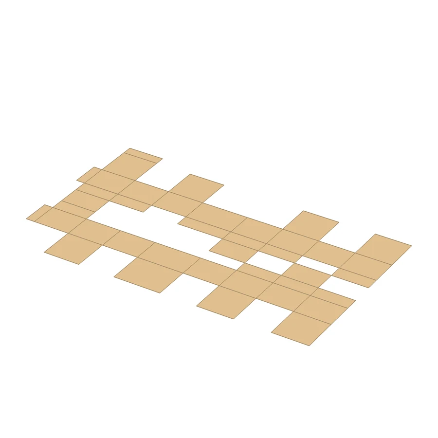 Tuck-end box 54×54×41 mm, Construction no. 210450, variant 3, Pergament