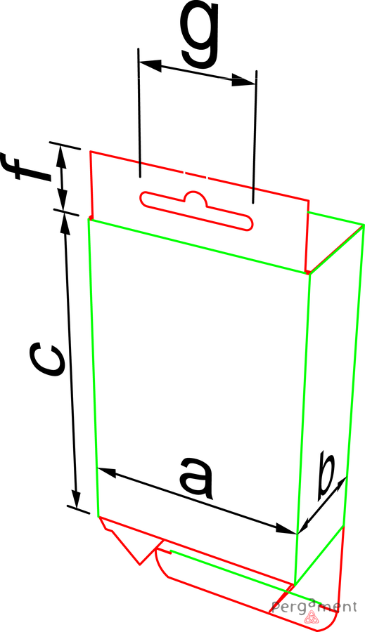 Tuck-end box 125×80×55 mm, construction no. 221079, Pergament