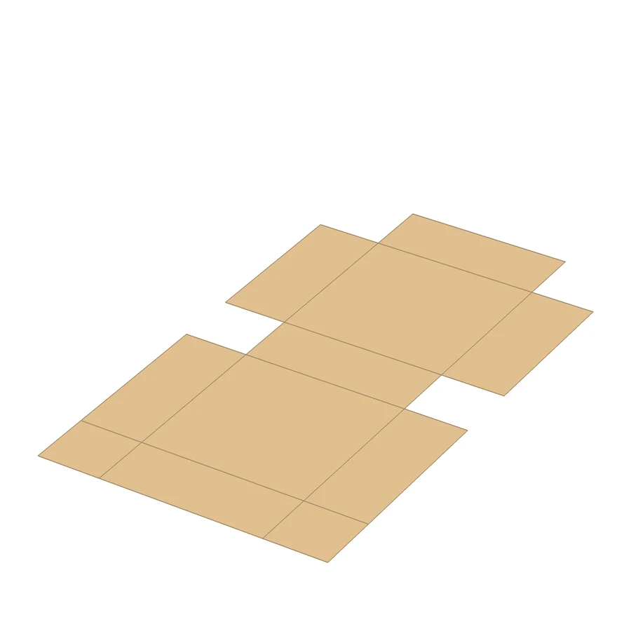 Self-locking carton box 200×200×80 mm, Construction no. 222345, Pergament