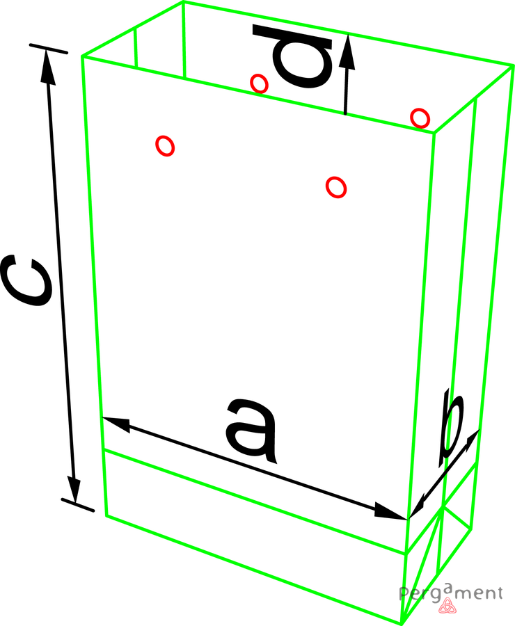 Paper bag 350×250×100 mm, construction no. 241801, Pergament