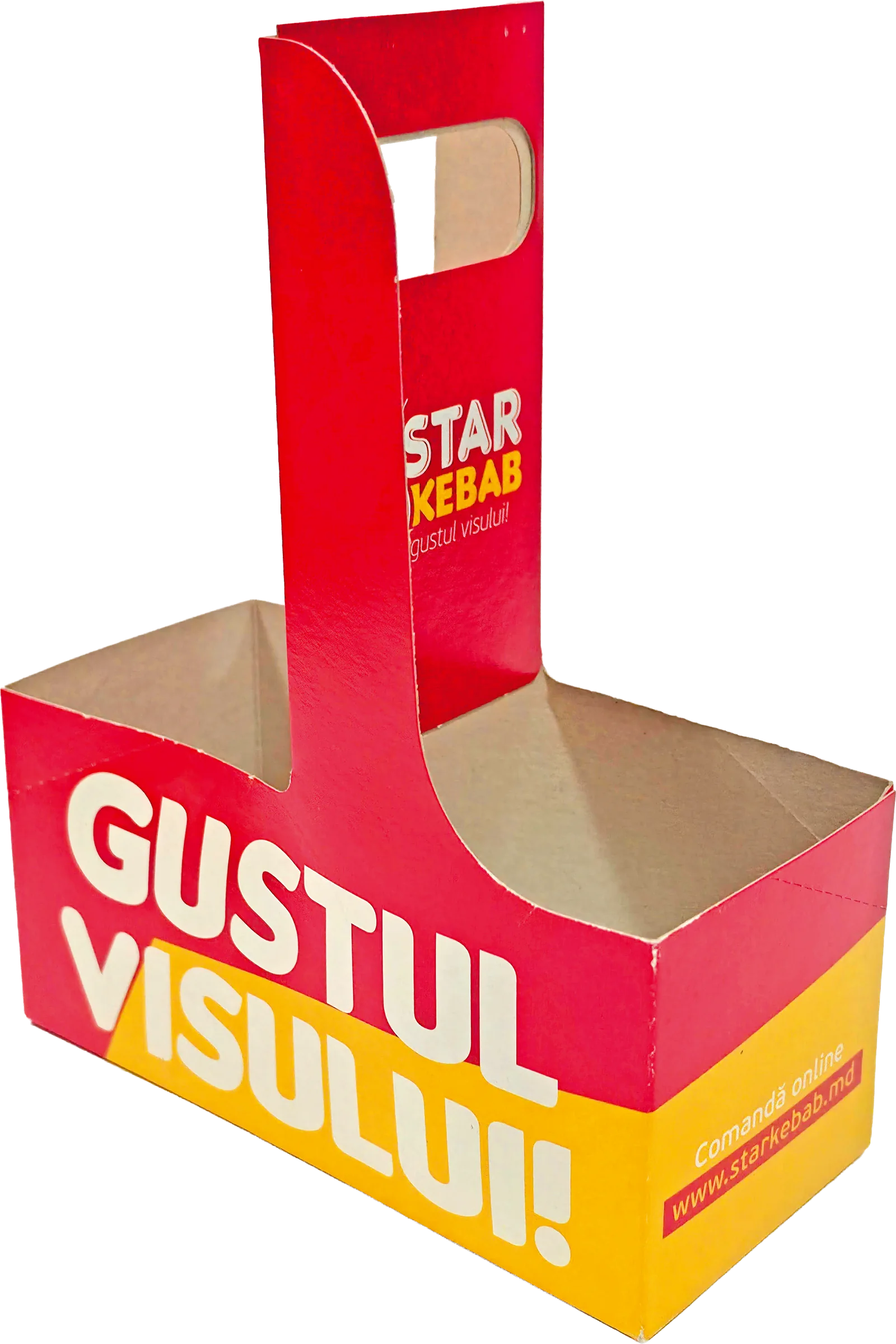 Cardboard carrier with a handle for the Star Kebab chain — packaging made by Pergament